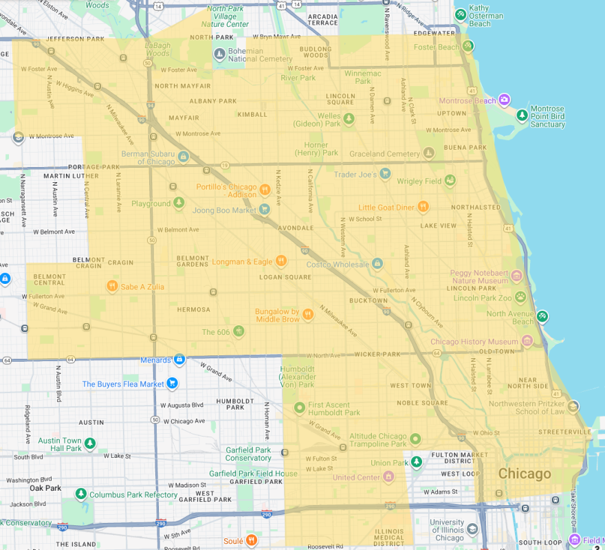 Urban Tailz Chicago dog walking service area